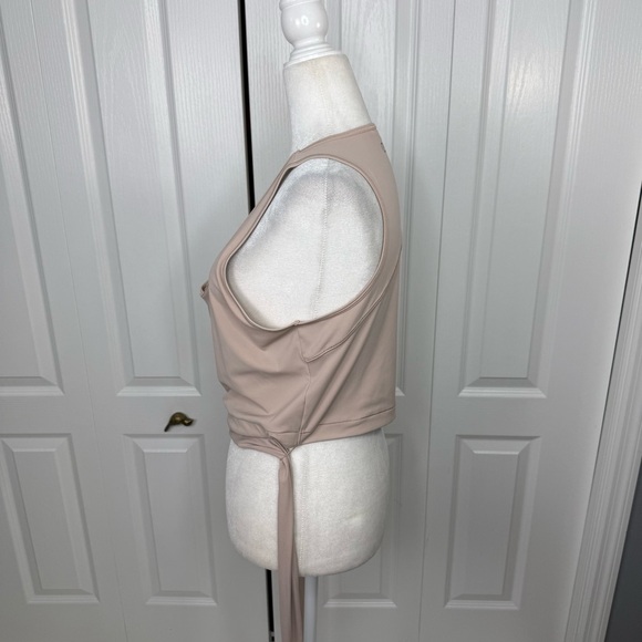 CALIA Wrap Tie Cropped Tank Top Beige Size Large Athleisure Workout - Picture 3 of 10